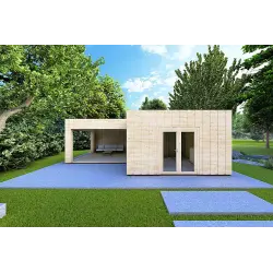 Casa coibentata in legno con cladding SOLEIL 42 m² 60/100/30/40 mm,  vista frontale