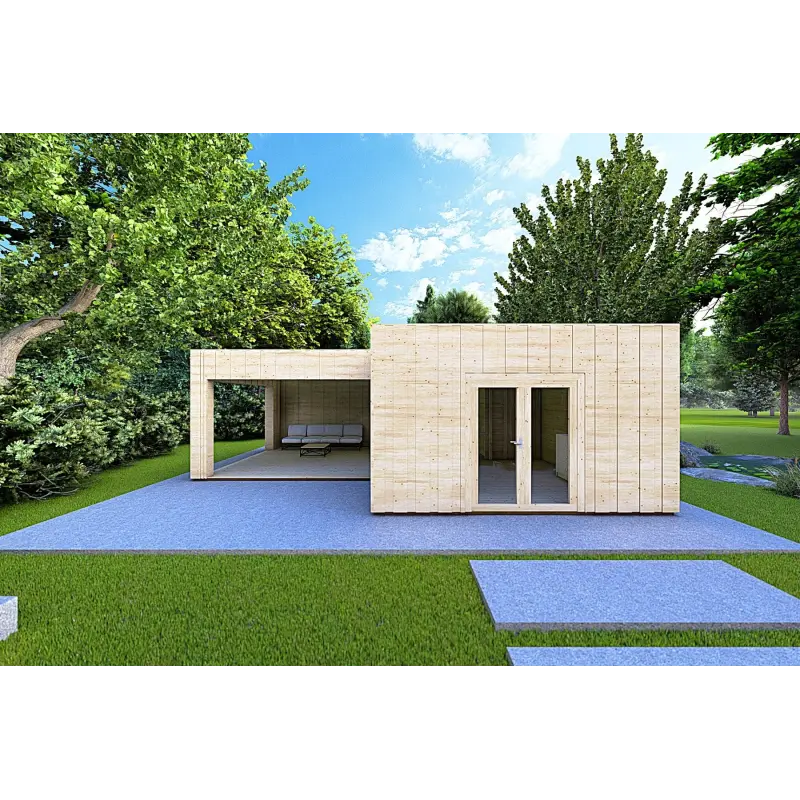 Casa coibentata in legno con cladding SOLEIL 42 m² 60/100/30/40 mm,  vista frontale