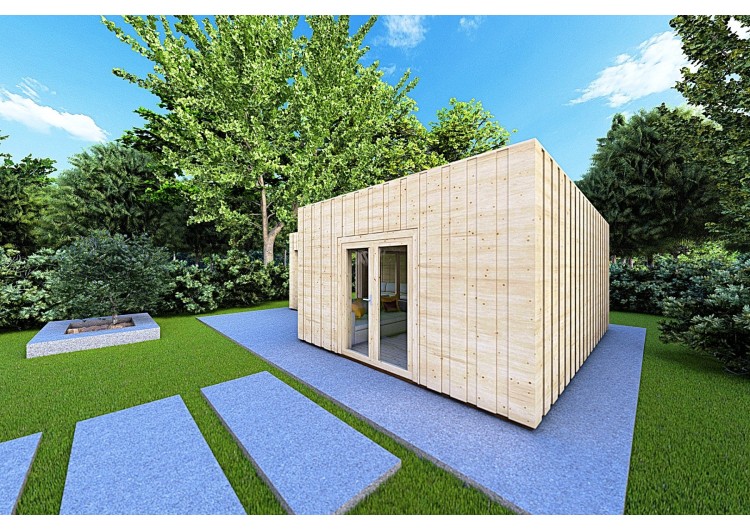 Casa coibentata in legno con cladding SOLEIL 42 m² 60/100/30/40 mm,  lato destro
