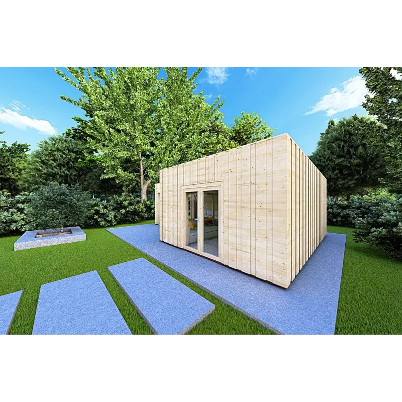 Casa coibentata in legno con cladding SOLEIL 42 m² 60/100/30/40 mm,  lato destro