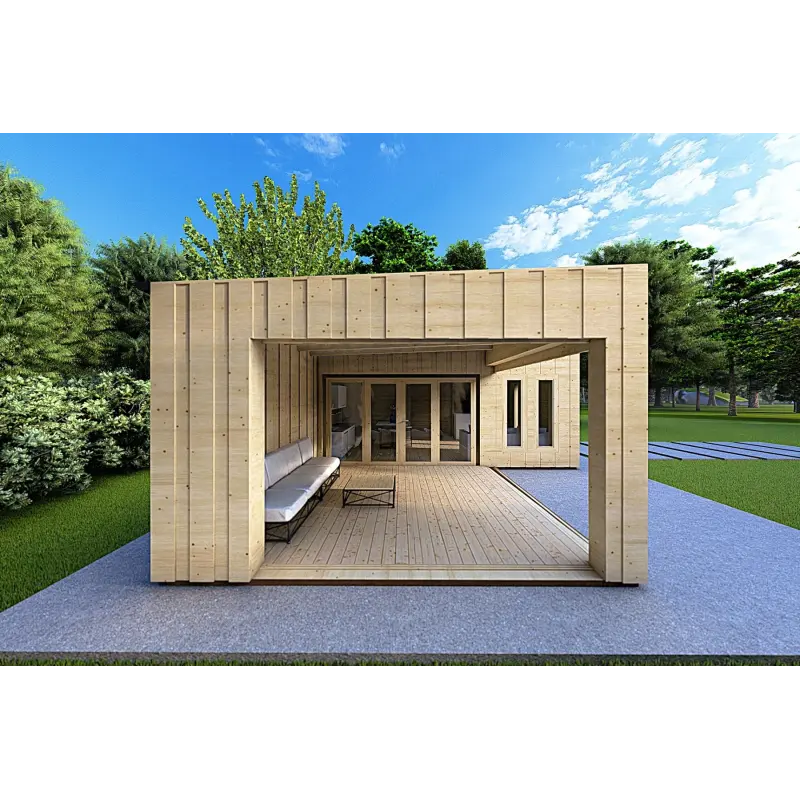 Casa coibentata in legno con cladding SOLEIL 42 m² 60/100/30/40 mm,  lato sinistro