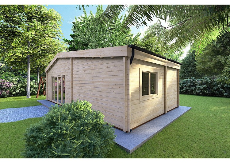 Casa in legno IRENE 8.6x4.9 60mm, fronte lato destro
