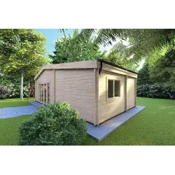 Casa in legno IRENE 8.6x4.9 60mm, fronte lato destro