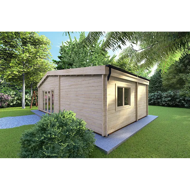 Casa in legno IRENE 8.6x4.9 60mm, fronte lato destro