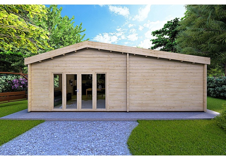 Casa in legno IRENE 8.6x4.9 60mm, vista frontale