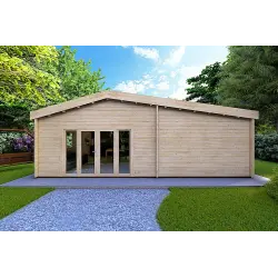 Casa in legno IRENE 8.6x4.9 60mm, vista frontale
