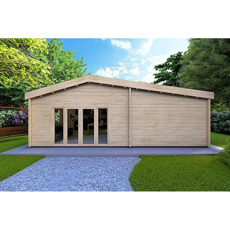 Casa in legno IRENE 8.6x4.9 60mm, vista frontale