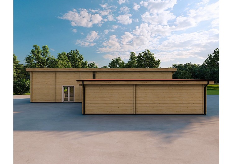 Casa abitabile con garage doppio PRISCILLA 44/140/44 mm, vista frontale