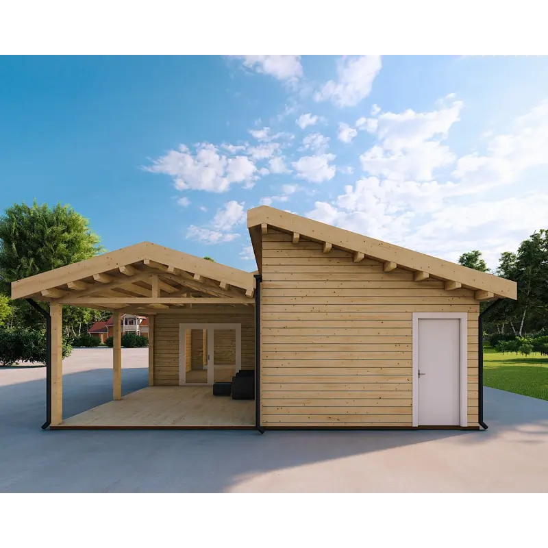 Casa di legno prefabbricata con incastro a coda di rondine PAMELA 115 m² 100mm, lato destro