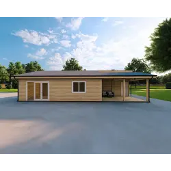 Casa di legno prefabbricata con incastro a coda di rondine PAMELA 115 m² 100mm, vista frontale