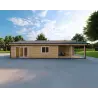 Casa di legno prefabbricata con incastro a coda di rondine PAMELA 115 m² 100mm, vista frontale
