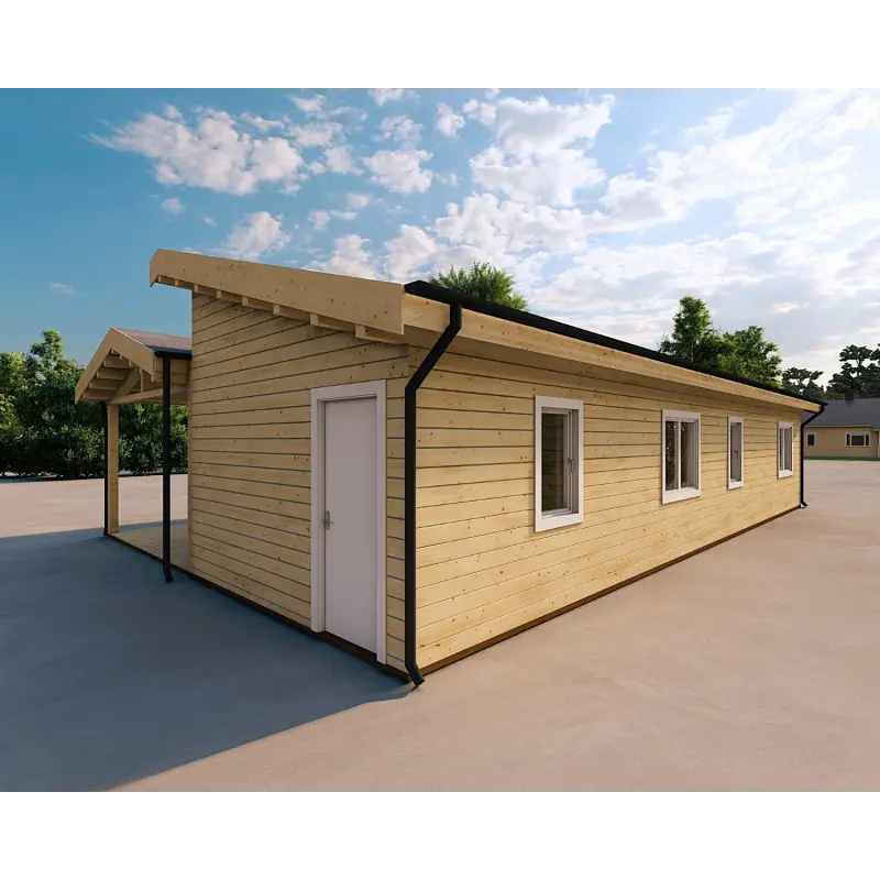 Casa di legno prefabbricata con incastro a coda di rondine PAMELA 115 m² 100mm, retro destro