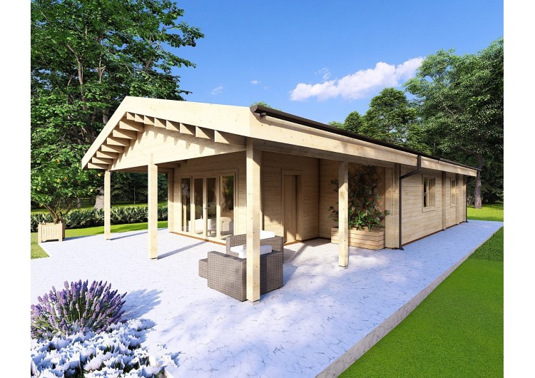 Casa prefabbricata con 5 stanze EVA 108 m² 44/140/44 mm, fronte lato destro