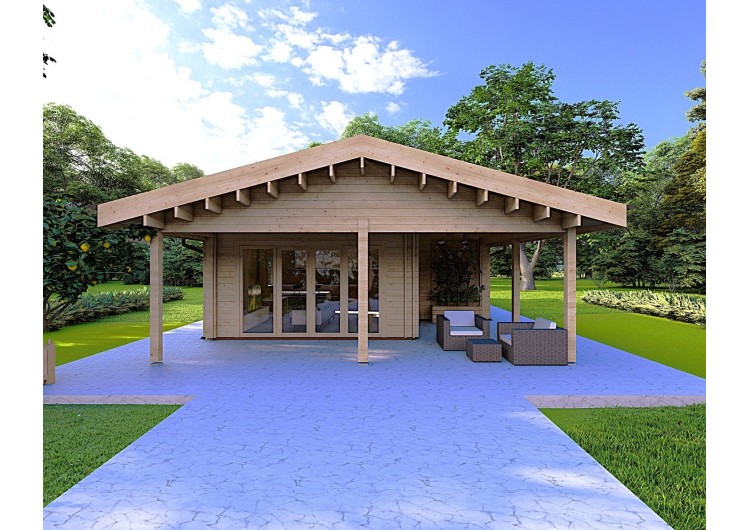 Casa prefabbricata con 5 stanze EVA 108 m² 44/140/44 mm, vista frontale