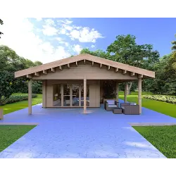Casa prefabbricata con 5 stanze EVA 108 m² 44/140/44 mm, vista frontale