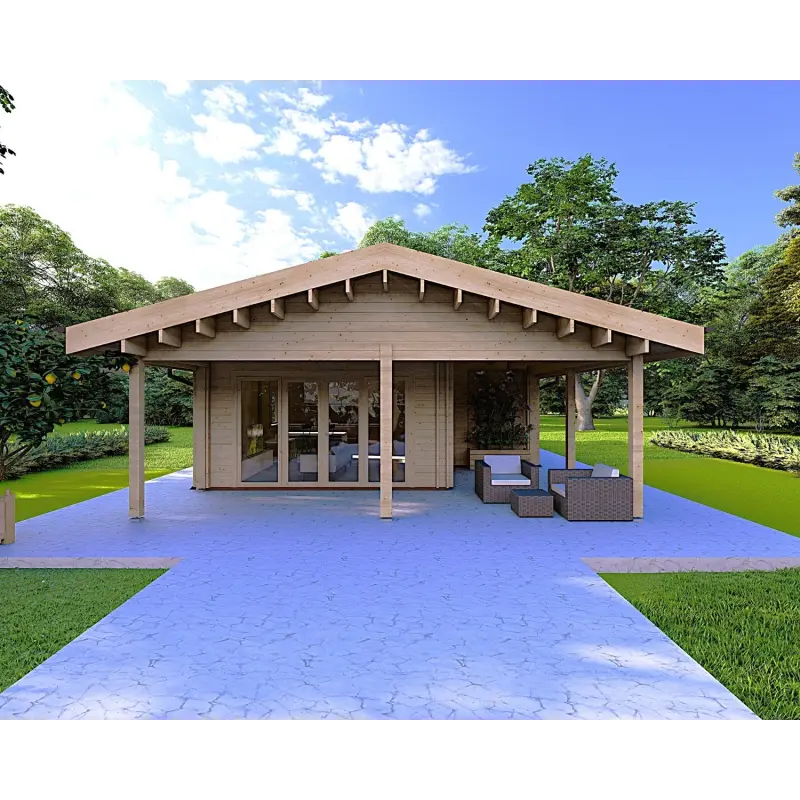Casa prefabbricata con 5 stanze EVA 108 m² 44/140/44 mm, vista frontale