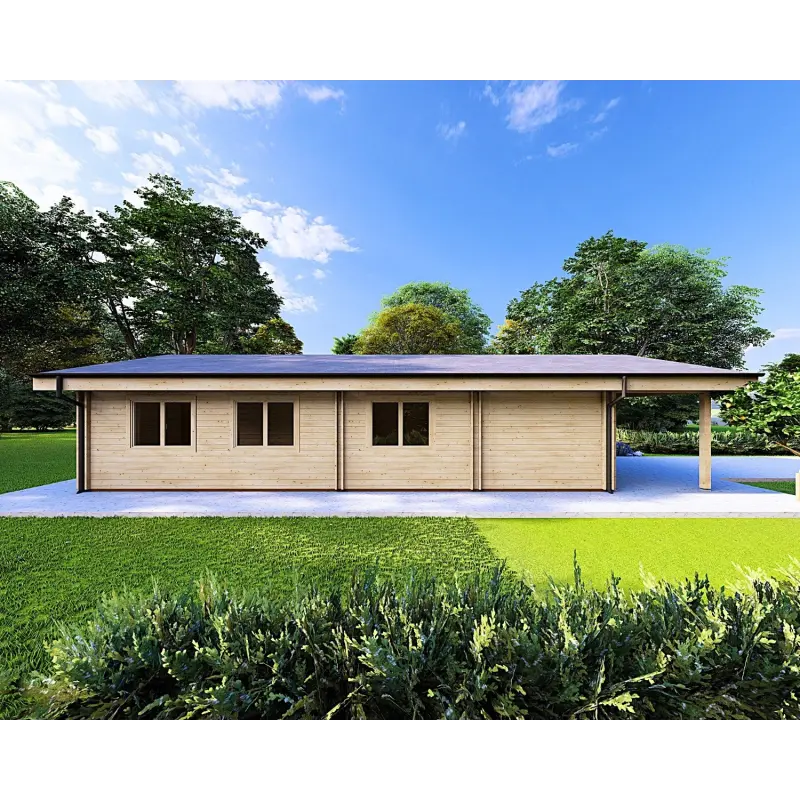 Casa prefabbricata con 5 stanze EVA 108 m² 44/140/44 mm, lato sinistro