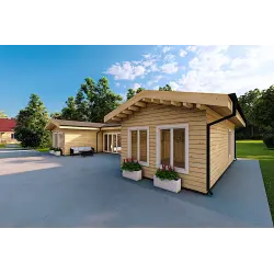 Casa abitabile in legno a ferro di cavallo AMBRA 96 m² 100mm, fronte lato destro