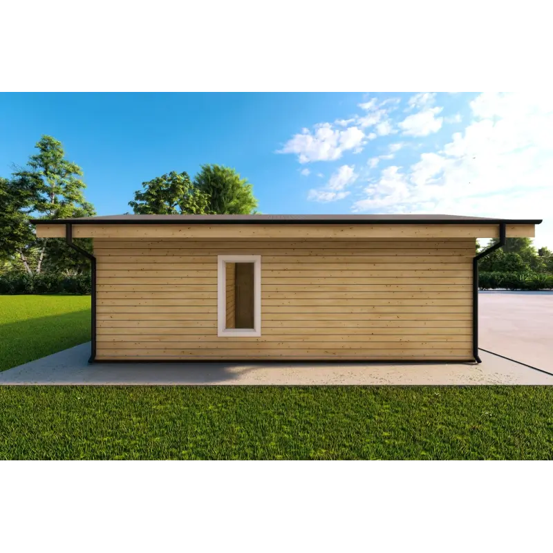 Casa abitabile in legno a ferro di cavallo AMBRA 96 m² 100mm, lato sinistro