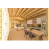 Casa abitabile in legno a ferro di cavallo AMBRA 96 m² 100mm, interno open space