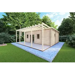 Casa di legno coibentata con 3 stanze ISOBEL 50 m² 44/100/44 mm, fronte lato destro