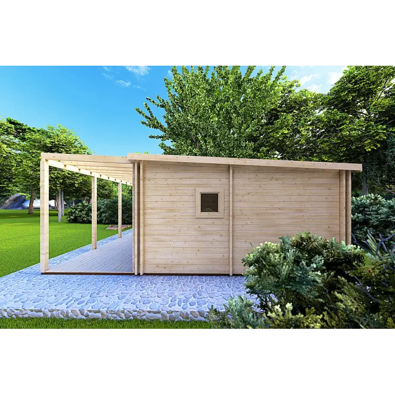 Casa di legno coibentata con 3 stanze ISOBEL 50 m² 44/100/44 mm, lato destro
