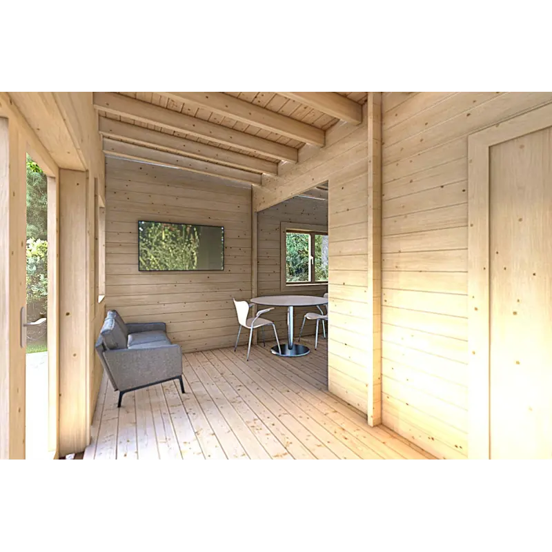 Casa di legno coibentata con 3 stanze ISOBEL 50 m² 44/100/44 mm, interno open space
