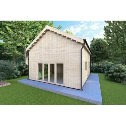 Casa coibentata con mezzanino MAGGIE 6x7 60/100/30/40 mm, fronte lato destro
