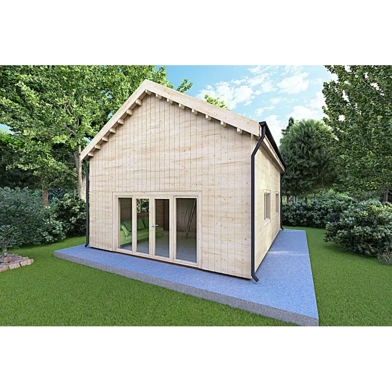 Casa coibentata con mezzanino MAGGIE 6x7 60/100/30/40 mm, fronte lato destro