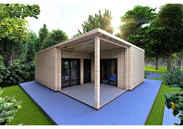 Casa in legno coibentata LUCIA 60 m² 60/100/30/40 mm, fronte lato sinistro