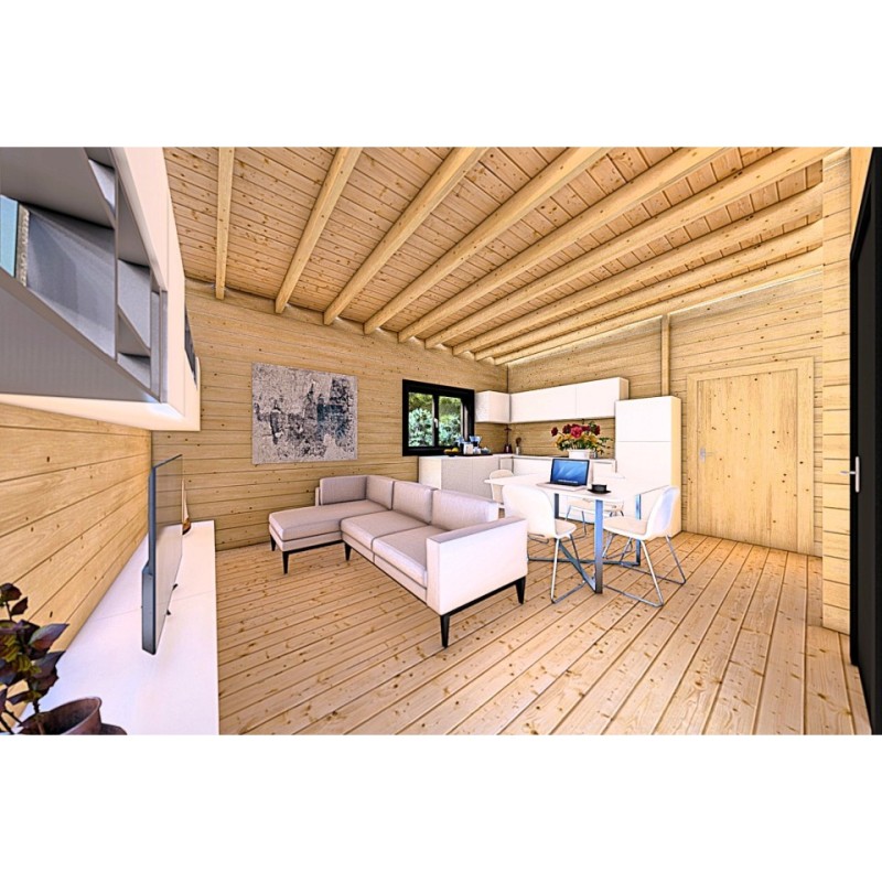 Casa in legno coibentata LUCIA 60 m² 60/100/30/40 mm, interno open space
