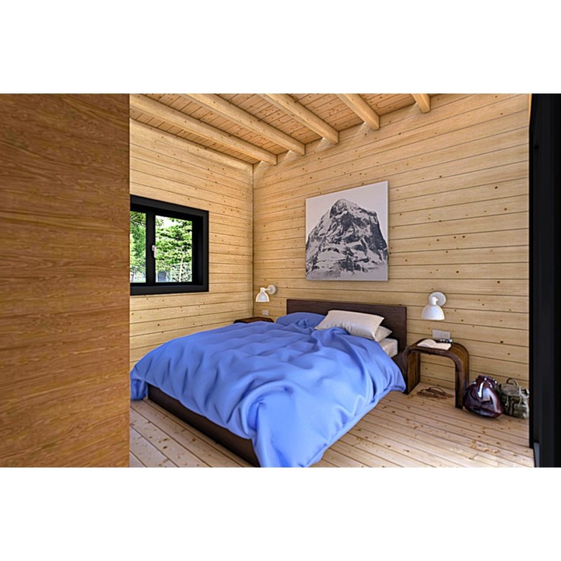 Casa in legno coibentata LUCIA 60 m² 60/100/30/40 mm, interno camera matrimoniale