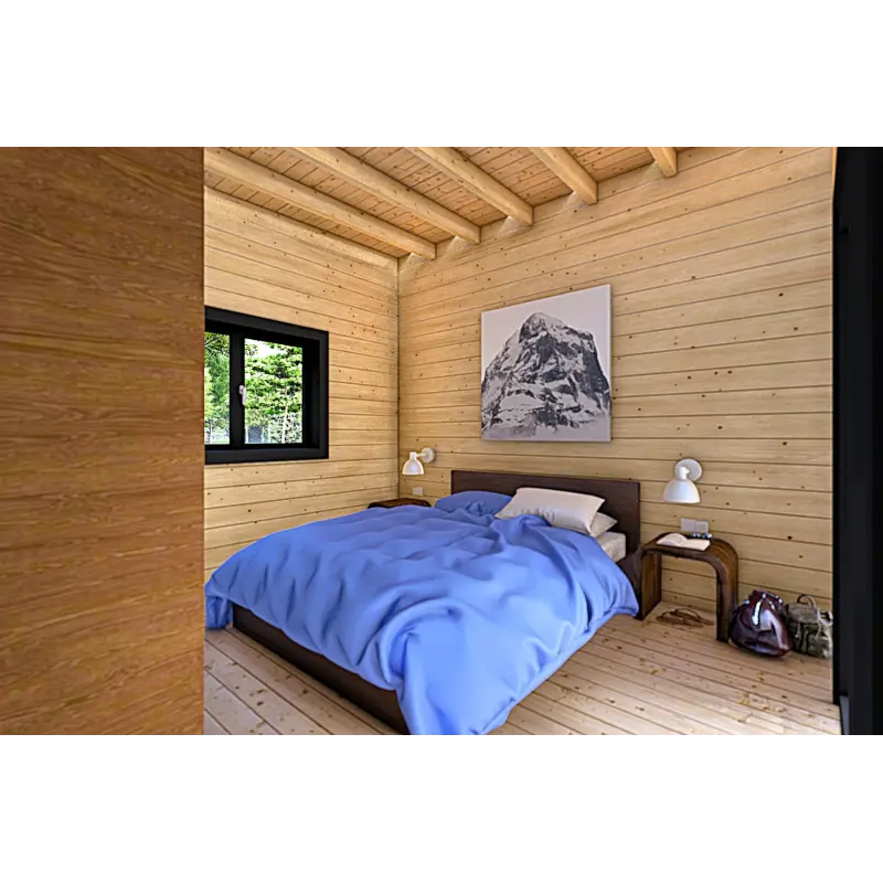 Casa in legno coibentata LUCIA 60 m² 60/100/30/40 mm, interno camera matrimoniale
