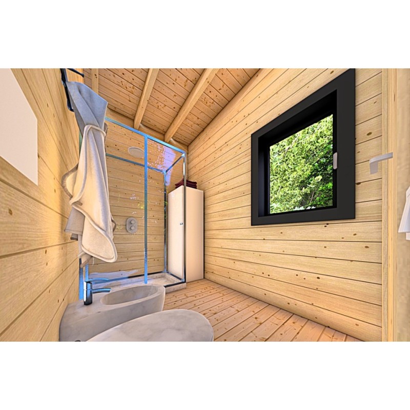 Casa in legno coibentata LUCIA 60 m² 60/100/30/40 mm, interno bagno