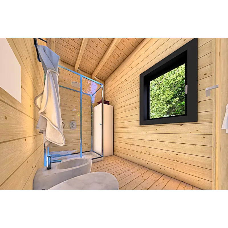 Casa in legno coibentata LUCIA 60 m² 60/100/30/40 mm, interno bagno