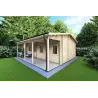Casa di legno coibentata per campeggi EMMA 8x7 44/100/44 mm, fronte lato