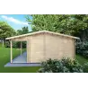 Casa di legno coibentata per campeggi EMMA 8x7 44/100/44 mm, lato destro