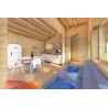 Casa di legno coibentata per campeggi EMMA 8x7 44/100/44 mm, interno open space