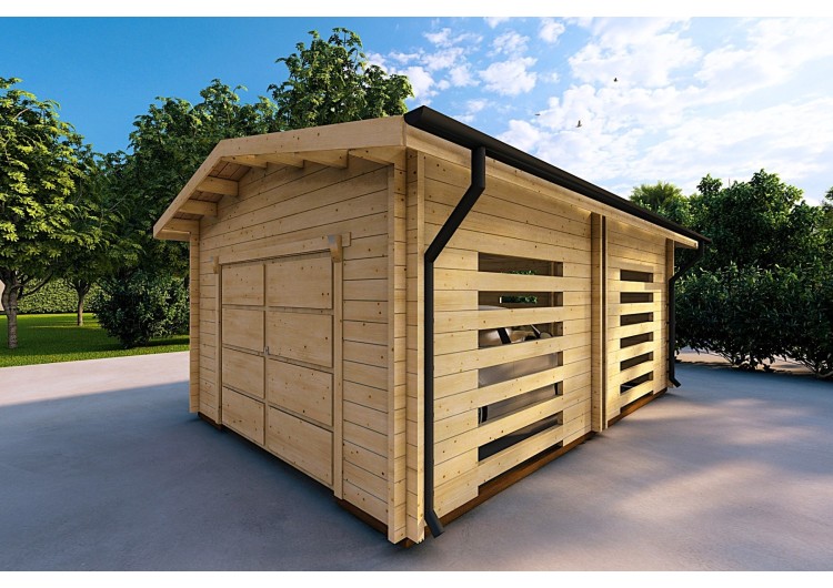Garage in legno ventilato 6.2x4.2 70mm, fronte lato destro