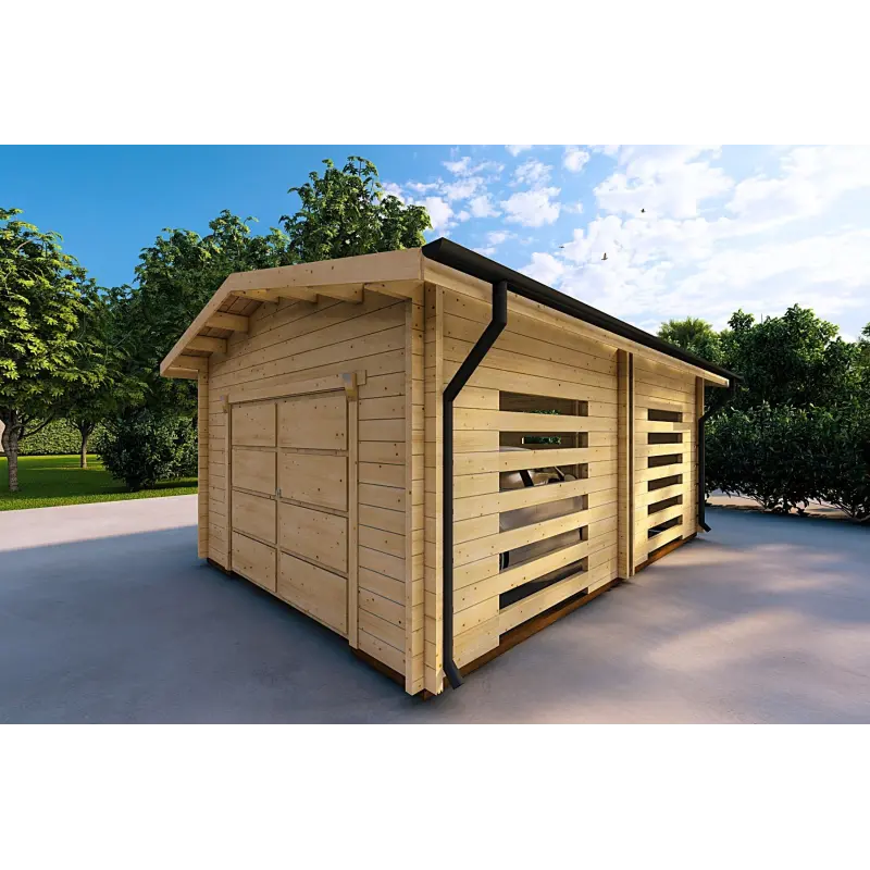 Garage in legno ventilato 6.2x4.2 70mm, fronte lato destro