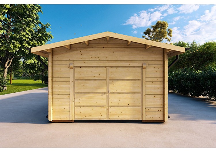 Garage in legno ventilato 6.2x4.2 70mm, vista frontale
