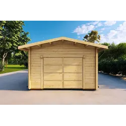 Garage in legno ventilato 6.2x4.2 70mm, vista frontale