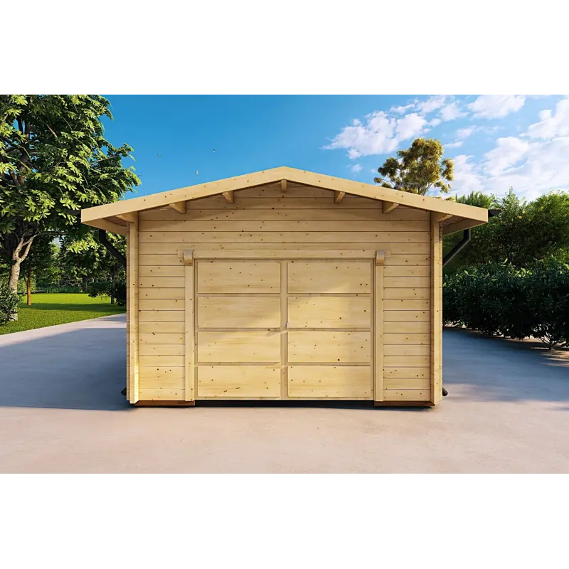 Garage in legno ventilato 6.2x4.2 70mm, vista frontale