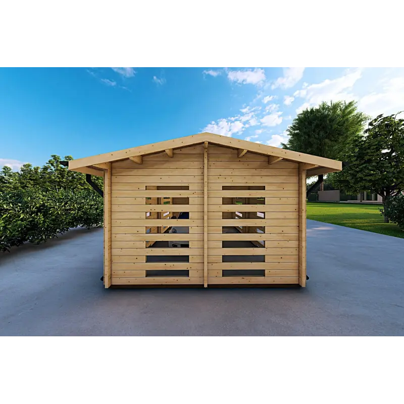 Garage in legno ventilato 6.2x4.2 70mm, retro