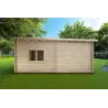 Casa in legno coibentata con patio MILENA 9x6.5 44/100/44 mm, lato destro