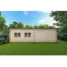 Casa in legno coibentata con patio MILENA 9x6.5 44/100/44 mm, retro