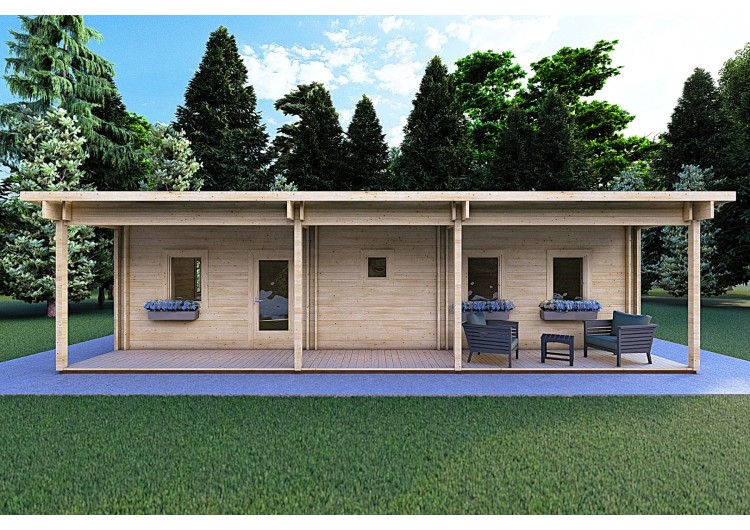 Casa coibentata con ottimo isolamento termico AGATA 75 m² 44/120/44 mm, vista frontale