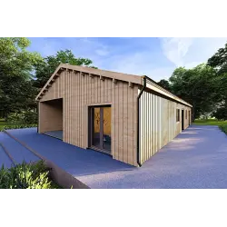 Casa abitabile in legno 180 m² ARYA 60/120/30/40 mm, fronte lato destro
