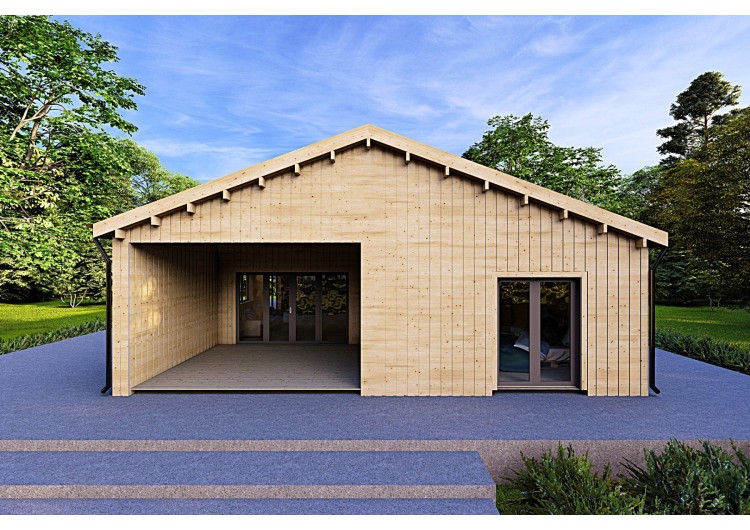 Casa prefabbricata in legno 180 m² ARYA 60/120/30/40 mm, vista frontale