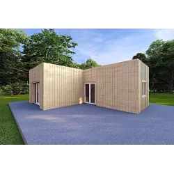 Casa abitabile in legno tetto piano YARA 55 m² 60/120/30/40 mm, fronte lato destro